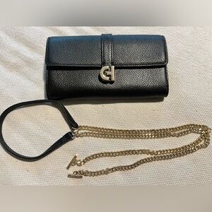 Cole Haan Wallet on a Chain in Black Leather
